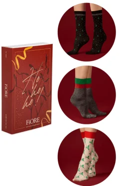 Red Lingerie | £30 And Under>FiORE Ho Ho Ho Gift Boxed Socks (Pack of 3 Pairs) HoHoHo