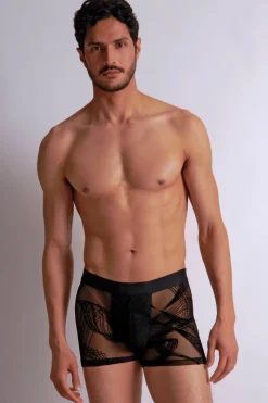 Sexy Lingerie | Luxury French Lingerie>Aubade Homme Men's Waves Boxer Black