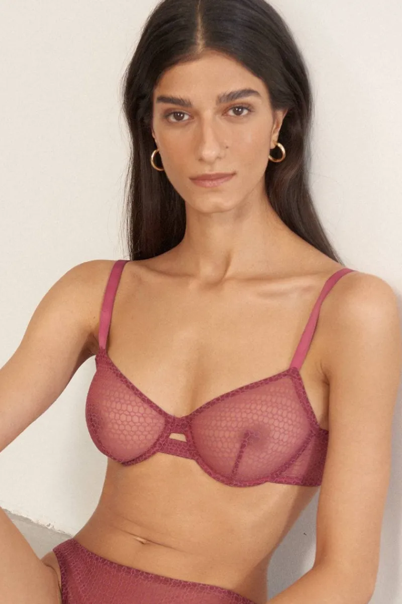 Underwired Bras>Else Honeycomb Underwired Bra, Size UK 32C HoneycombOrchid