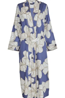 Kimonos & Robes | Mother's Day>Fable u0026 Eve Hyde Park Floral Print Long Dressing Gown SlateBlue
