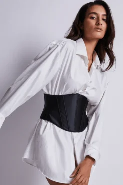 Sexy Lingerie | Luxury French Lingerie>Aubade Iconic Allure Satin Waist Cincher Black