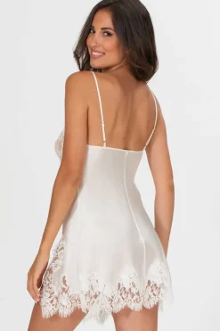 Silk Nightwear | Nighties, Babydolls & Chemises>Clara Rossi Italian Silk Chemise Ivory