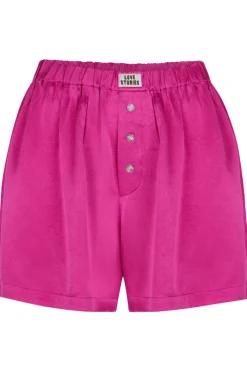 Pyjama Pants & Shorts | Ready To Wear>Love Stories James Satin Boxer-style Shorts, Size L (UK 12) Pink