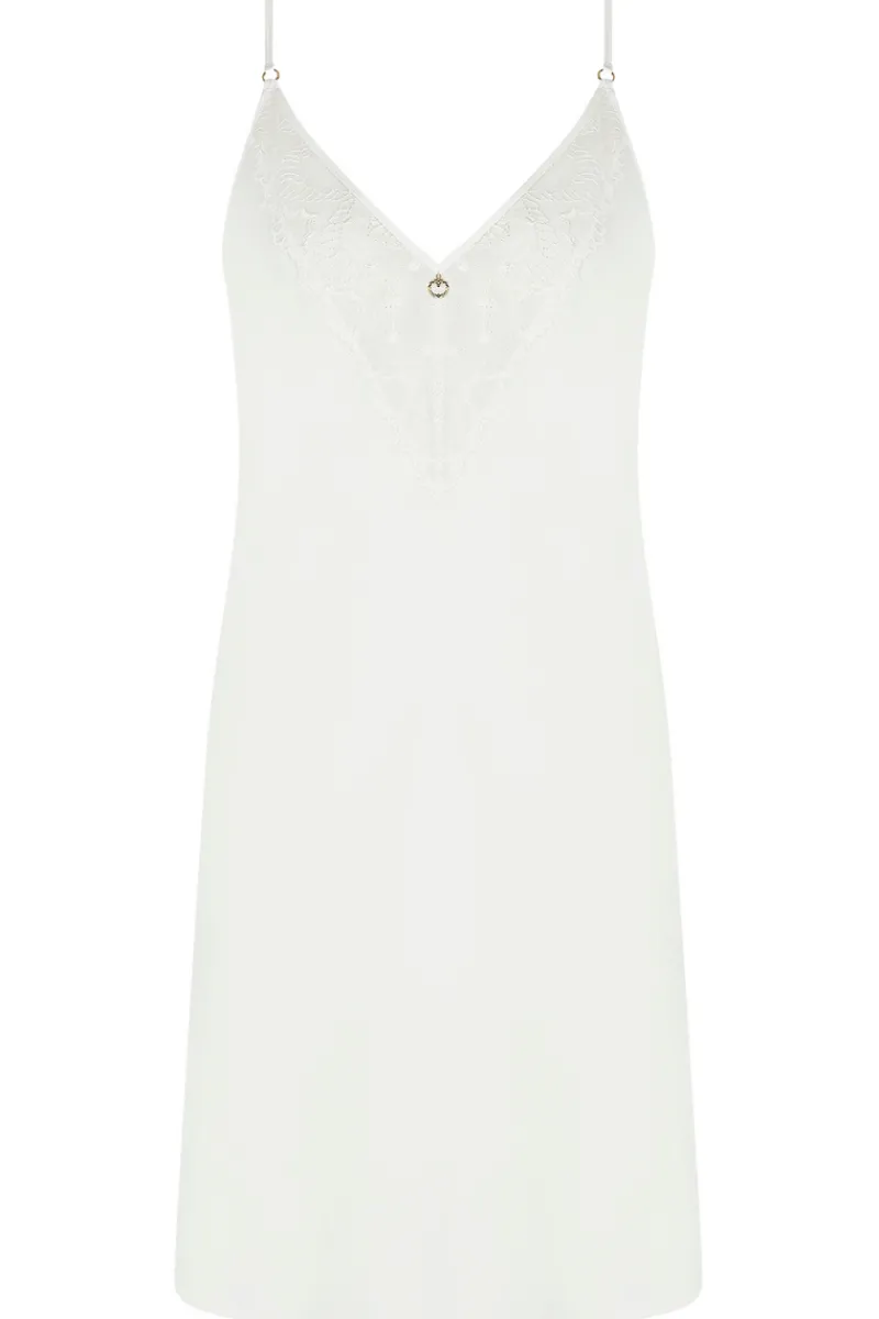 Nighties, Babydolls & Chemises | Bridal & Honeymoon Lingerie>Antigel Je T’aime A La Folie Satin Nightie EcruNacre