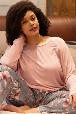 Pyjama Tops | £30 And Under>Cyberjammies Jessica Long Sleeve Slouch Jersey Top Pink