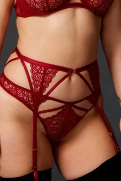 Red Lingerie | £30 And Under>Journelle Karina Suspender Belt in Mulberry