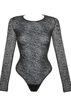 Bodysuits & Playsuits>Jolidon Karma Cat Long Sleeve Thong Bodysuit Black