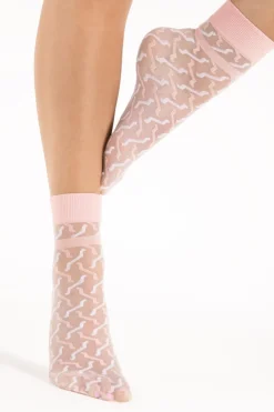 £30 And Under | Sheer Lingerie>FiORE Kick Off Socks 20 Denier Rose/White