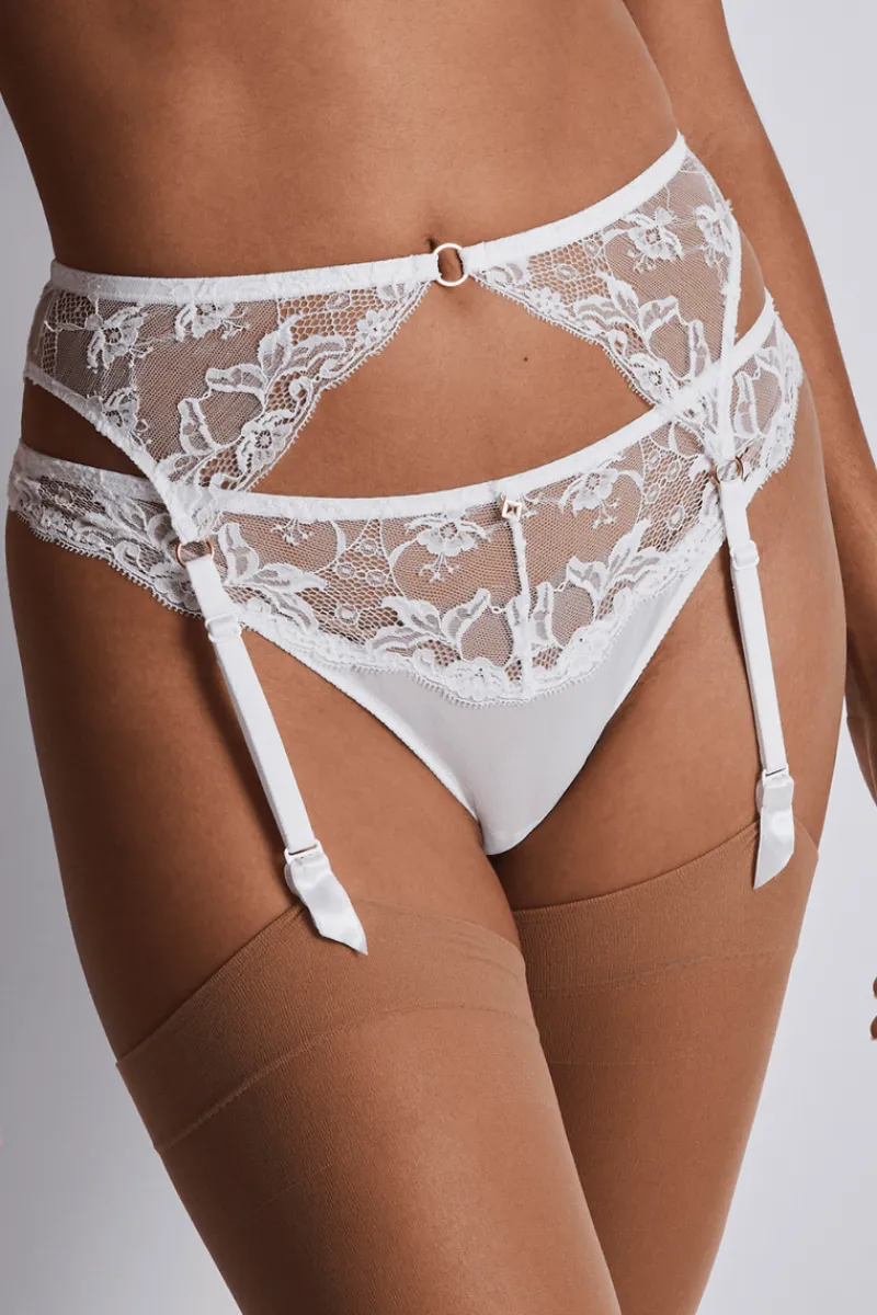 Bridal & Honeymoon Lingerie | Sexy Lingerie>Aubade Kiss Of Love Lace Suspender Opale