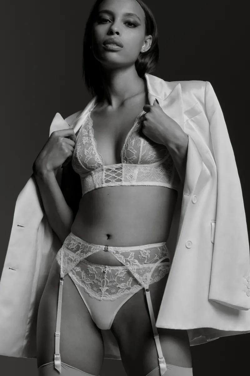 Bridal & Honeymoon Lingerie | Sexy Lingerie>Aubade Kiss Of Love Lace Suspender Opale