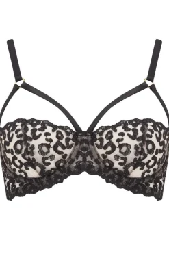 Balconette Bras & Demi Bras | Underwired Bras>Fleur of England Kittie Strap Balcony Bra, Size UK 34C Black