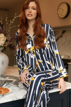 Pyjama Sets | Mother's Day>Fable u0026 Eve Knightsbridge Floral Stripe Print Pyjama Set KnightsbridgeFloralStripePrint
