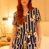 Pyjama Sets | Mother's Day>Fable u0026 Eve Knightsbridge Floral Stripe Print Shorty Set KnightsbridgeFloralStripePrint