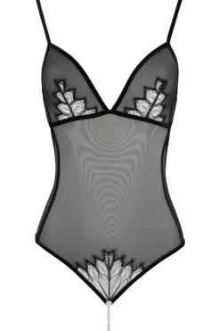 Pearl Thong Bodysuits | Sexy Lingerie>Bracli Kyoto Daisy Body Black