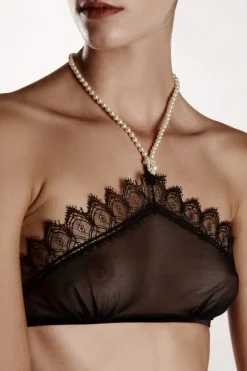 Sexy Lingerie | Sheer Lingerie>Bracli Kyoto Daisy Halter Bra Top Black