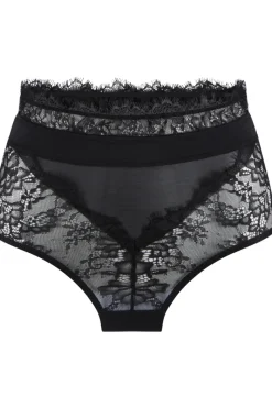 £30 And Under | Sheer Lingerie>Lingadore Lace & Mesh High Waist Brief, Size XS (UK 8) Black