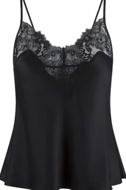 Pyjama Tops | Ready To Wear>Lingadore Lace Trimmed Satin Camisole Black