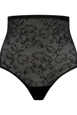 High Waist Thongs And Knickers | Thongs & G-strings>Bye Bra Lacy High Waist Shaping Thong Black