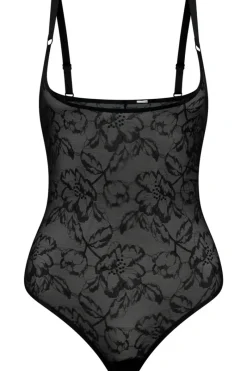 Bodysuits & Playsuits | Bra Solutions & Accessories>Bye Bra Lacy Open Bust Thong Bodysuit Black