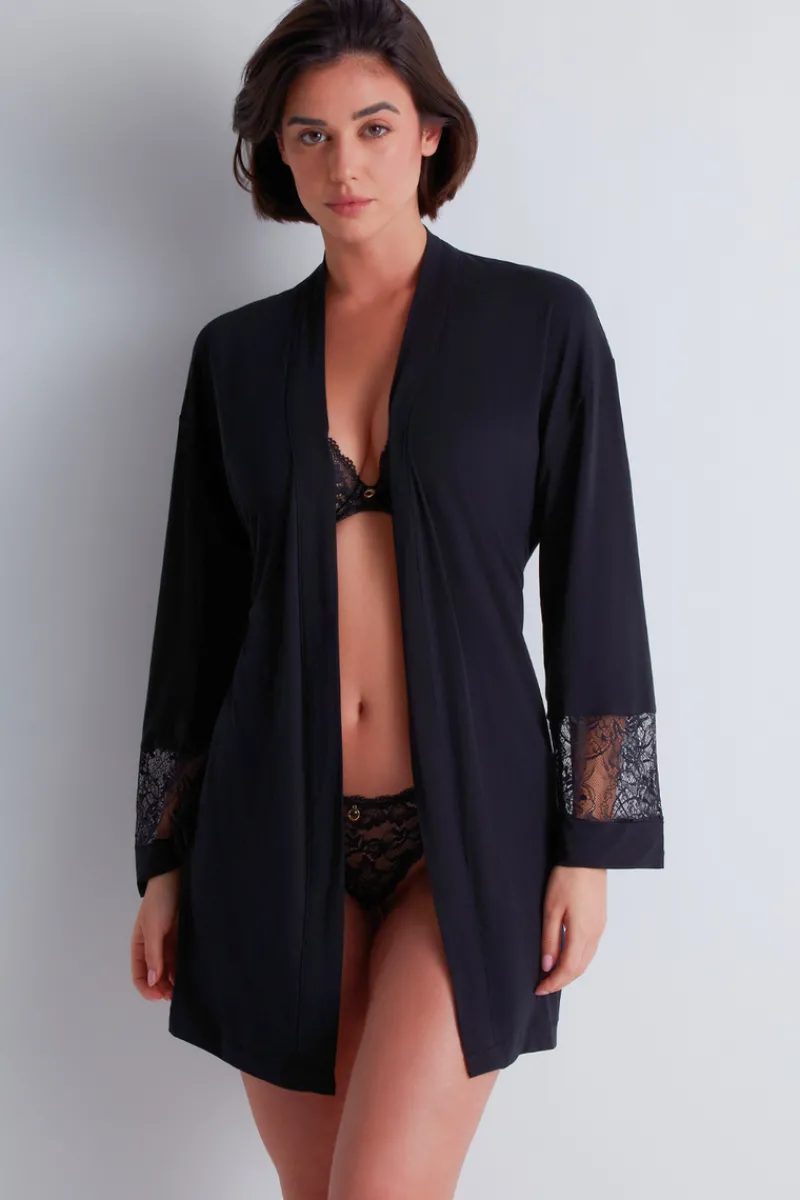 Kimonos & Robes | Sexy Lingerie>Aubade Lazy Days Kimono in Black