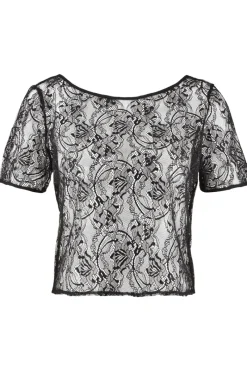 Pyjama Tops | Sexy Lingerie>Aubade Lazy Days Short Sleeve Lace Top Black