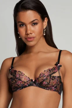 Plunge Bras>Agent Provocateur Leisha Plunge Underwire Bra Black/Multi