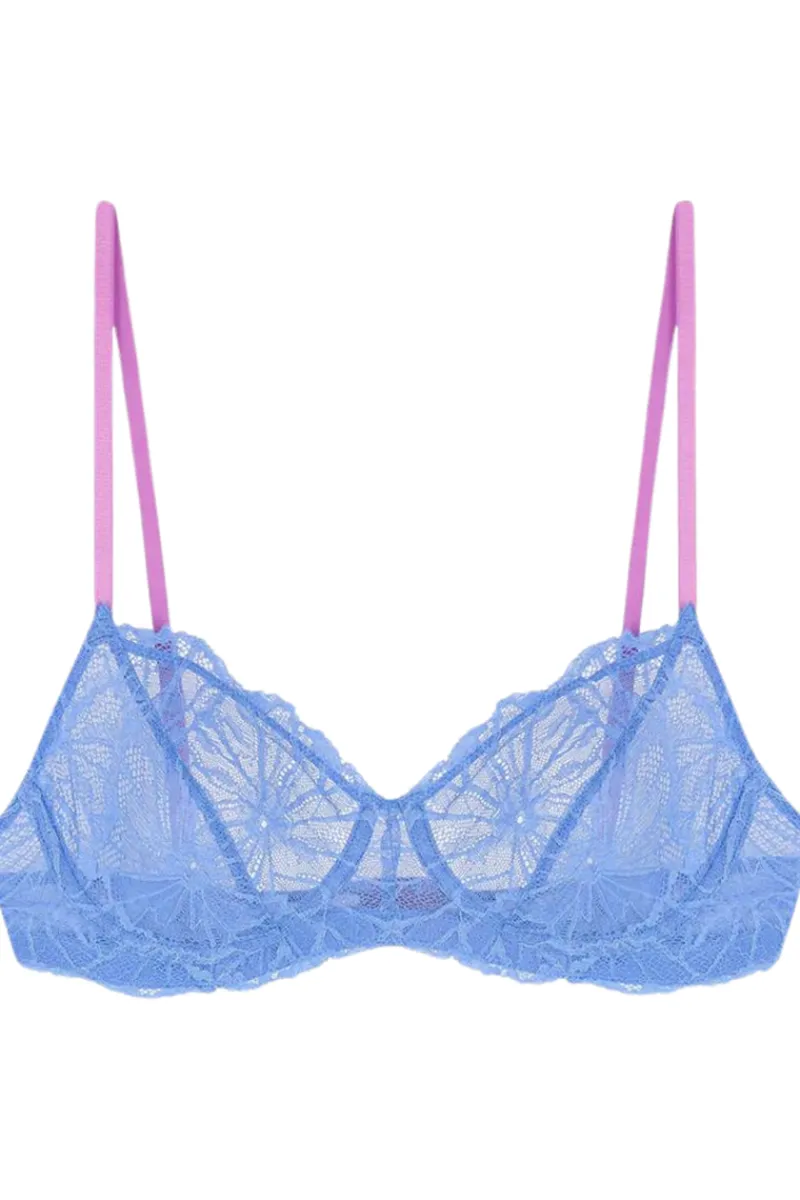 Balconette Bras & Demi Bras | Underwired Bras>Dora Larsen Lena Graphic Lace Underwire Bra Blue