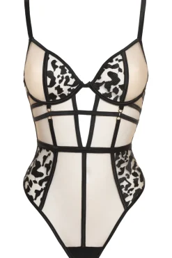 Sheer Lingerie | Bodysuits & Playsuits>Prelude Les Nuits Folles Thong Bodysuit in Black LesNuitsFolles