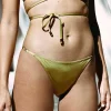 £30 And Under>Icone Swim Limoncello Bikini Bottom in Olive, Size M