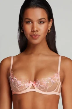 Plunge Bras | Balconette Bras & Demi Bras>Agent Provocateur Lindie Demi Cup Plunge Bra Baby Pink
