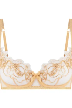 Plunge Bras | Balconette Bras & Demi Bras>Agent Provocateur Lindie Demi Cup Plunge Bra Gold