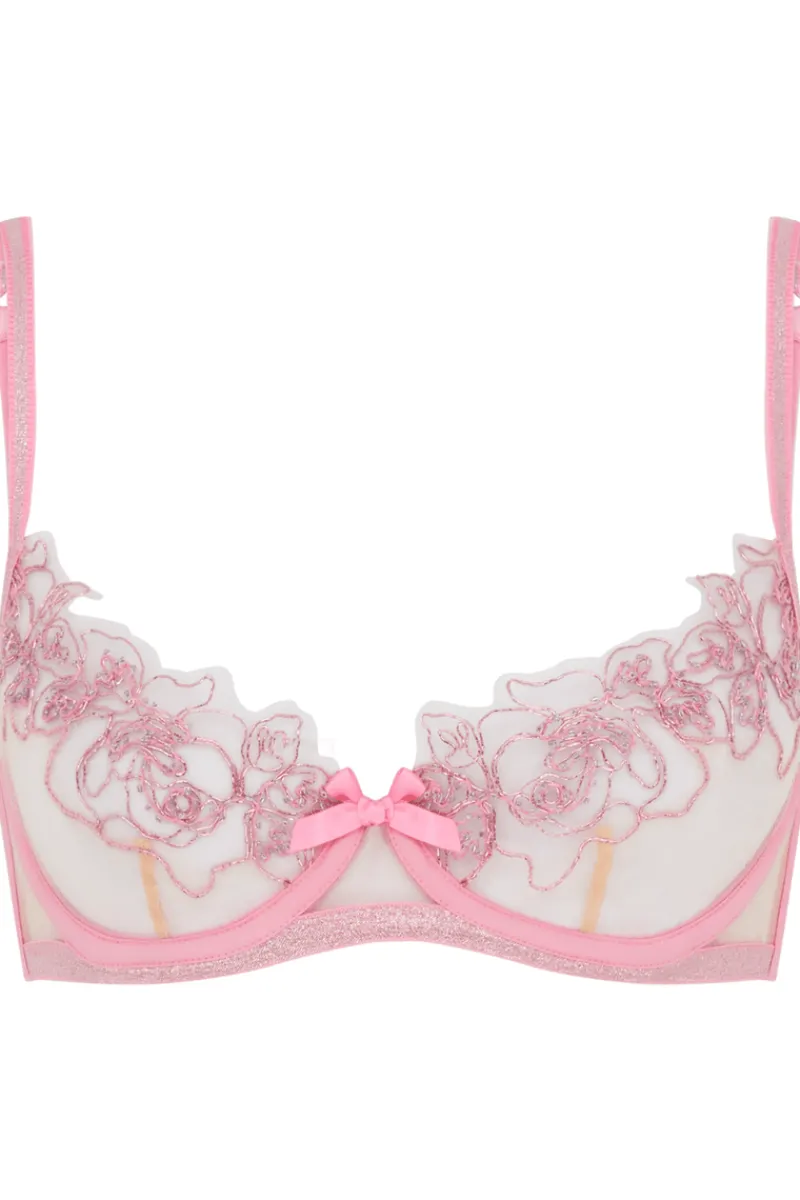 Plunge Bras | Balconette Bras & Demi Bras>Agent Provocateur Lindie Demi Cup Plunge Bra Dusky Pink, Size UK 32C