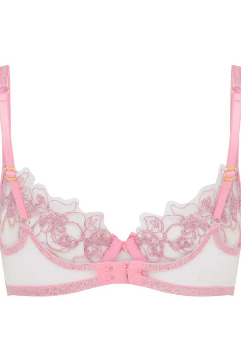 Plunge Bras | Balconette Bras & Demi Bras>Agent Provocateur Lindie Demi Cup Plunge Bra Dusky Pink, Size UK 32C