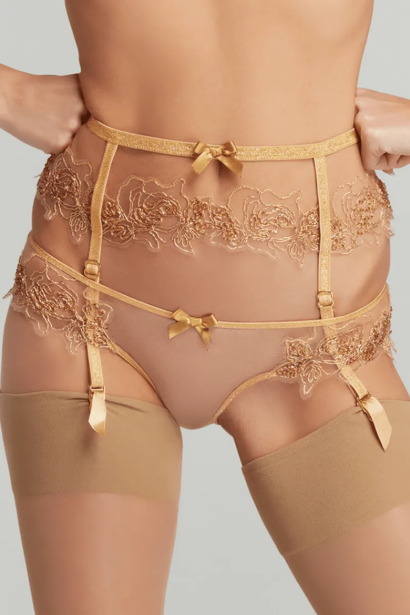 Suspender Belts | Suspender Belts>Agent Provocateur Lindie Suspender Belt Gold, Size 5 (UK 14)