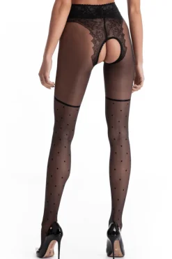 Black Tights | Patterned Tights>Amour Lolita Crotchless Tights Black 30 Denier