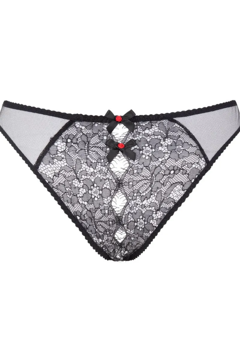 Crotchless Lingerie | Sheer Lingerie>Agent Provocateur Lorna Lace Ouvert Black