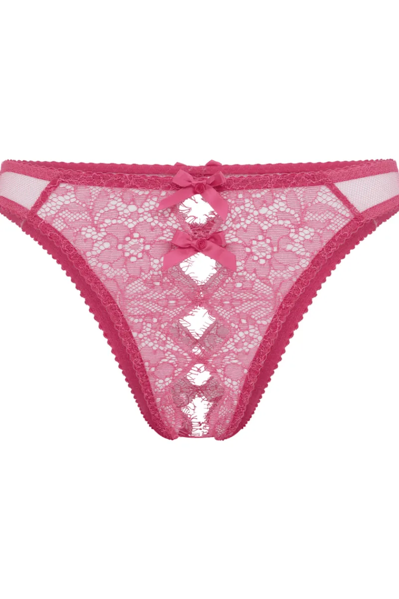 Crotchless Lingerie | Sheer Lingerie>Agent Provocateur Lorna Lace Ouvert Fuchsia, Size 2 (UK 8)