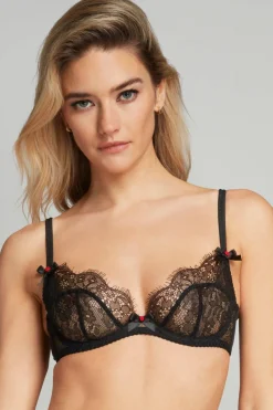 Sheer Lingerie | Plunge Bras>Agent Provocateur Lorna Lace Plunge Bra Black