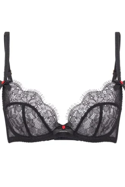 Sheer Lingerie | Plunge Bras>Agent Provocateur Lorna Lace Plunge Bra Black