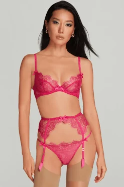 Suspender Belts | Suspender Belts>Agent Provocateur Lorna Lace Suspender Belt Fuchsia, Size 3 (UK 10)