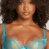 Sheer Lingerie | Plunge Bras>Agent Provocateur Lorna Plunge Bra Teal/Pink