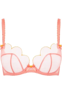 Sheer Lingerie | Plunge Bras>Agent Provocateur Lorna Plunge Bra Coral/Orange