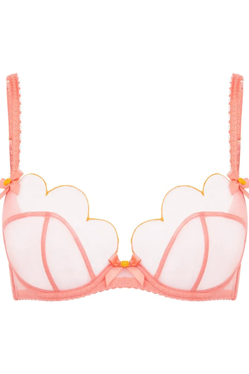 Sheer Lingerie | Plunge Bras>Agent Provocateur Lorna Plunge Bra Coral/Orange