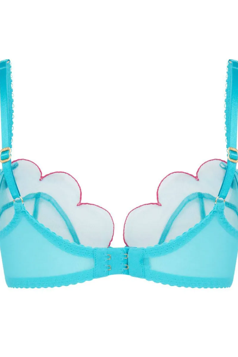 Sheer Lingerie | Plunge Bras>Agent Provocateur Lorna Plunge Bra Teal/Pink