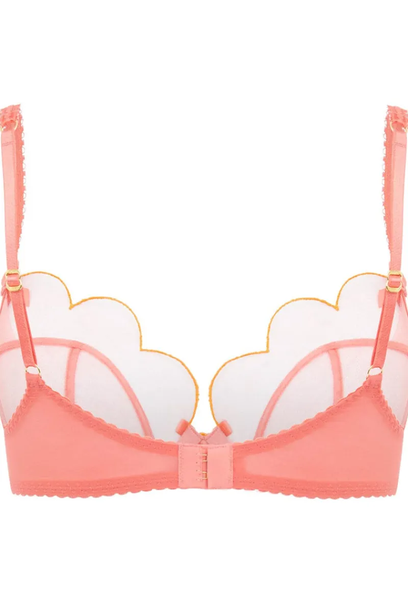 Sheer Lingerie | Plunge Bras>Agent Provocateur Lorna Plunge Bra Coral/Orange