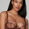 Sheer Lingerie | Plunge Bras>Agent Provocateur Lorna Plunge Bra in Chestnut