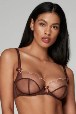 Sheer Lingerie | Plunge Bras>Agent Provocateur Lorna Plunge Bra in Chestnut