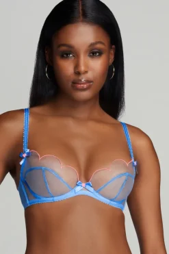 Sheer Lingerie | Plunge Bras>Agent Provocateur Lorna Plunge Bra, Size UK 34B Blue/Pink