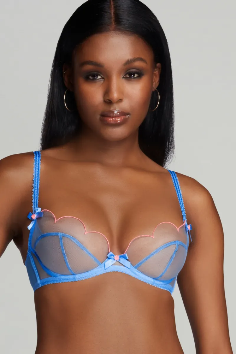 Sheer Lingerie | Plunge Bras>Agent Provocateur Lorna Plunge Bra, Size UK 34B Blue/Pink