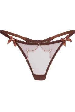 Sheer Lingerie | Thongs & G-strings>Agent Provocateur Lorna Thong in Chestnut